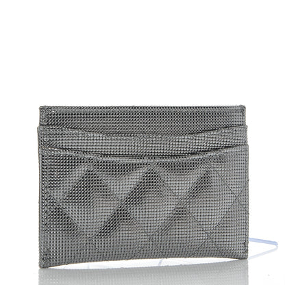 Chanel Metallic Calfskin Pixel Effect Card Holder Dark Silver 3 of 7