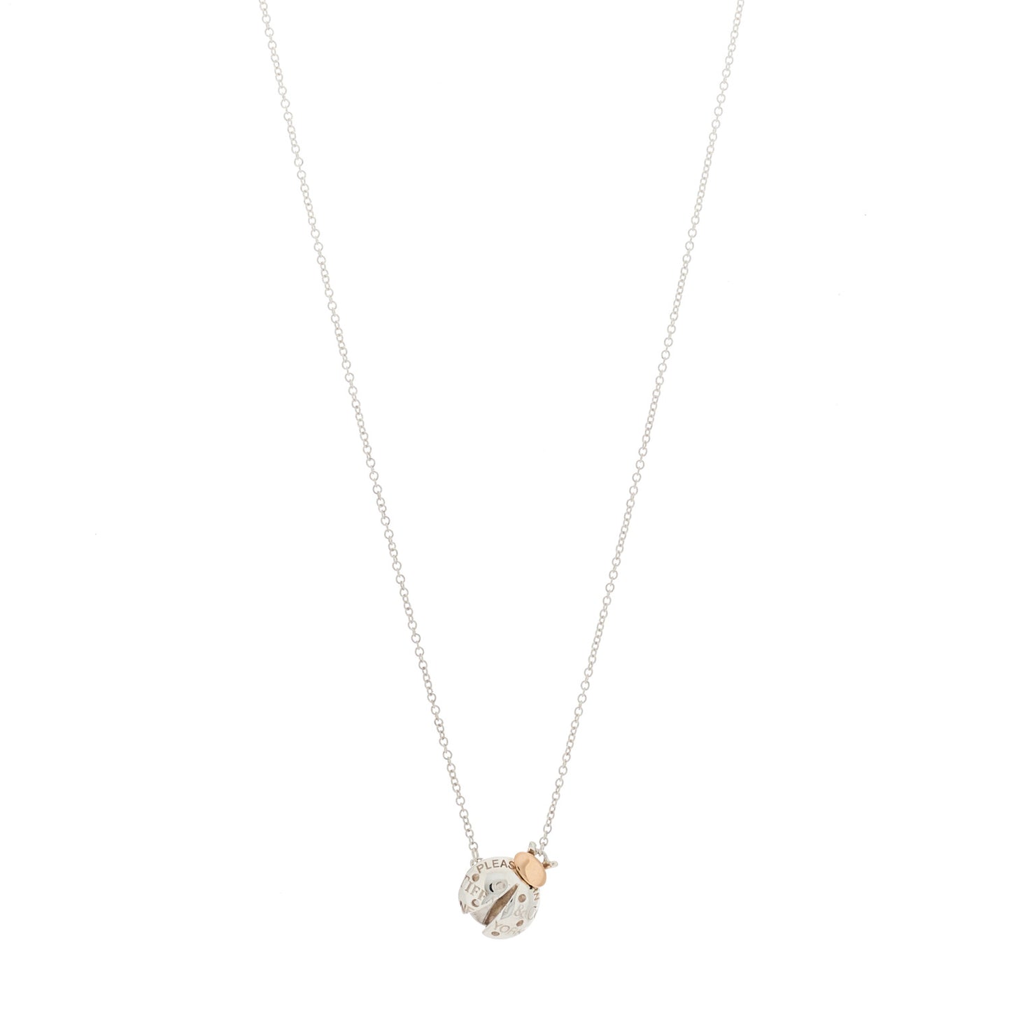 Sterling Silver 18K Rose Gold Return to Tiffany Love Bugs Ladybug Pendant Necklace