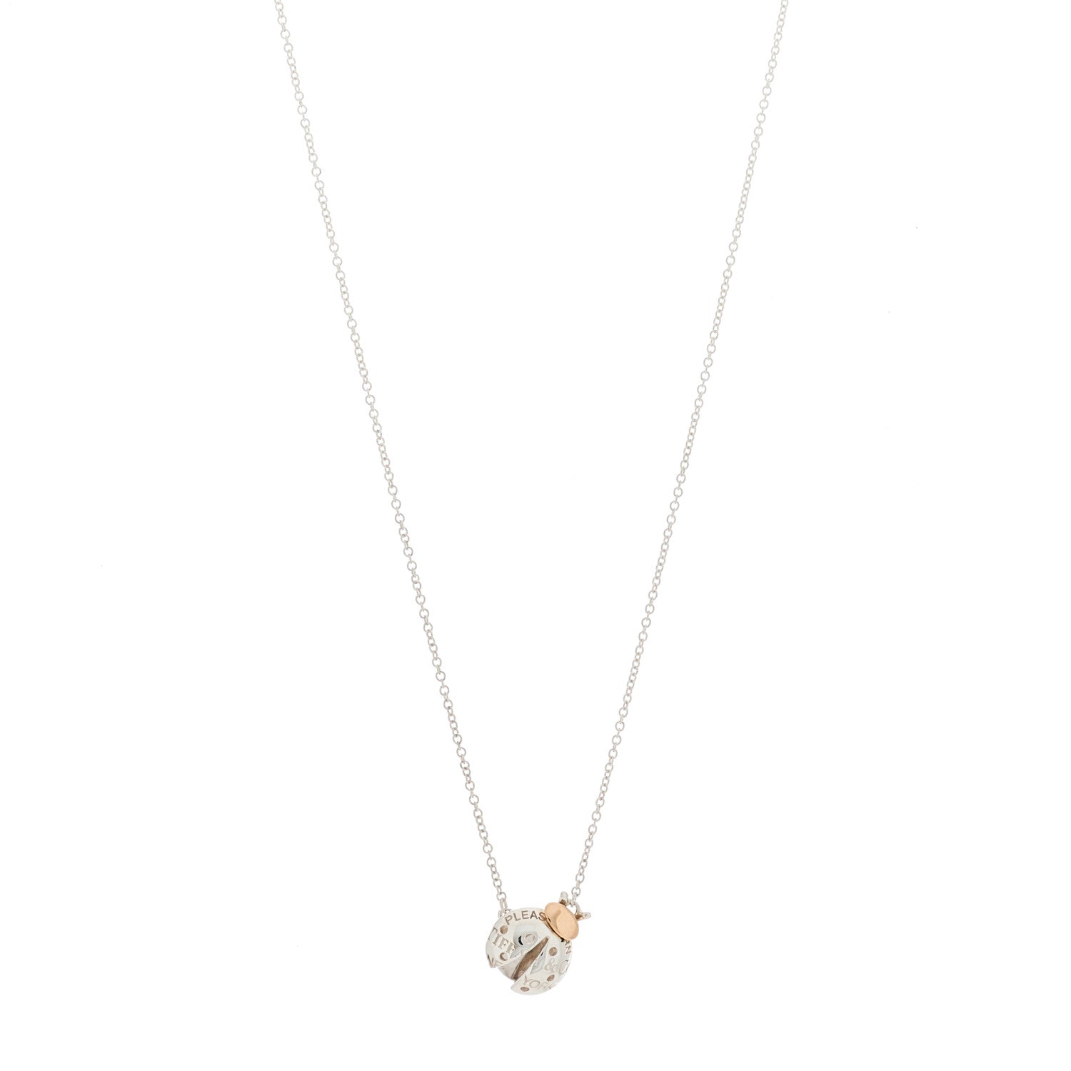 Tiffany Sterling Silver 18K Rose Gold Return to Tiffany Love Bugs Ladybug Pendant Necklace 1 of 5