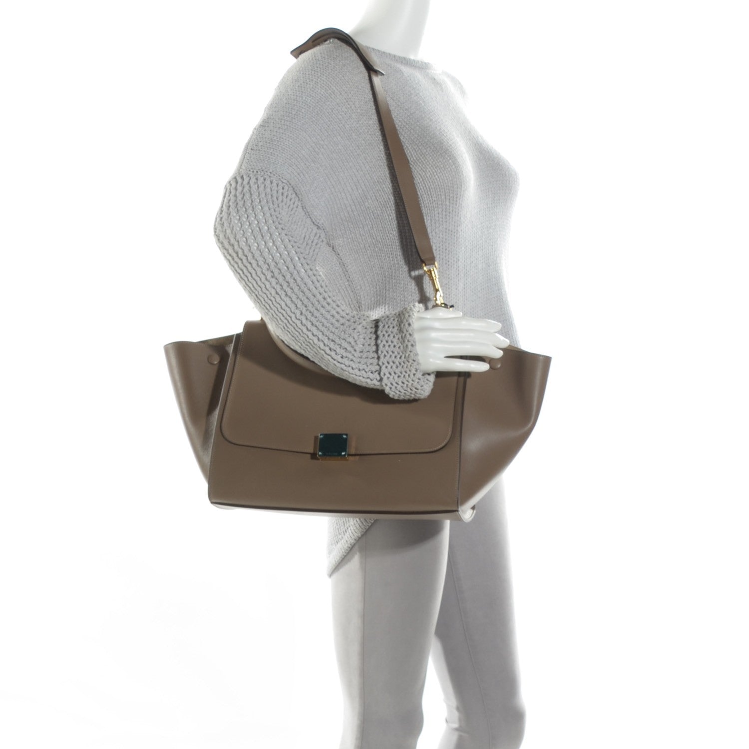 Celine Natural Calfskin Medium Trapeze Taupe 2 of 8