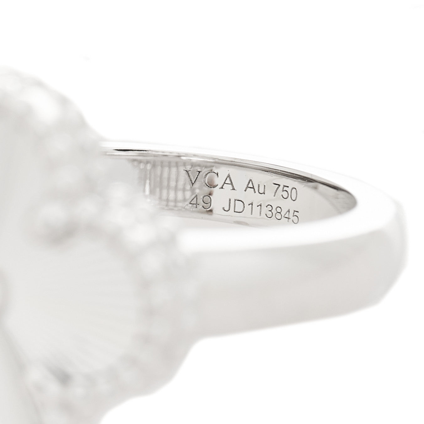 18K White Gold Guilloche Vintage Alhambra Ring 49 5