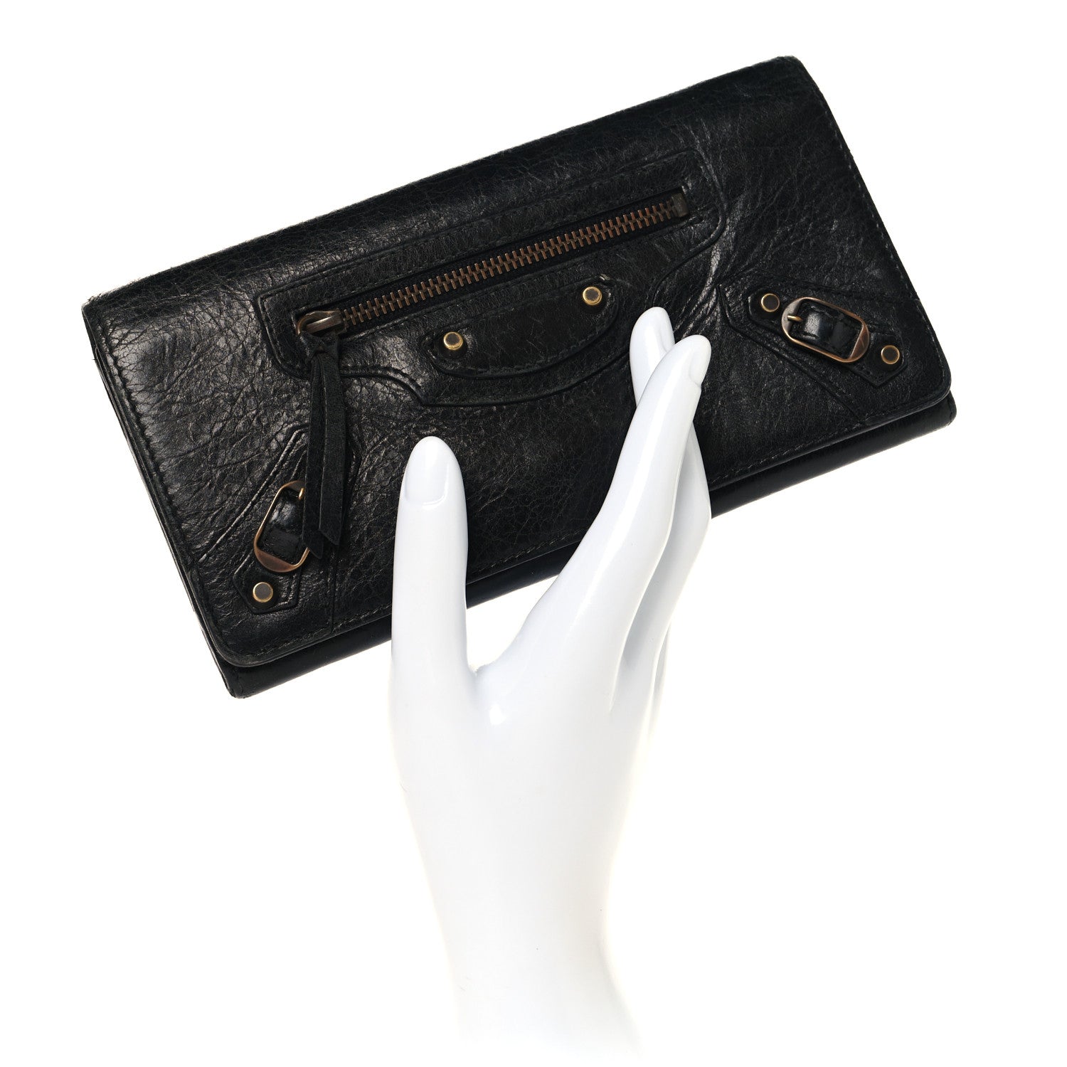 Balenciaga Agneau Classic Hardware Money Wallet Black 1858526