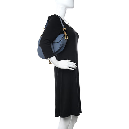 Christian Dior Grained Calfskin Saddle Bag Denim Blue 2 of 11