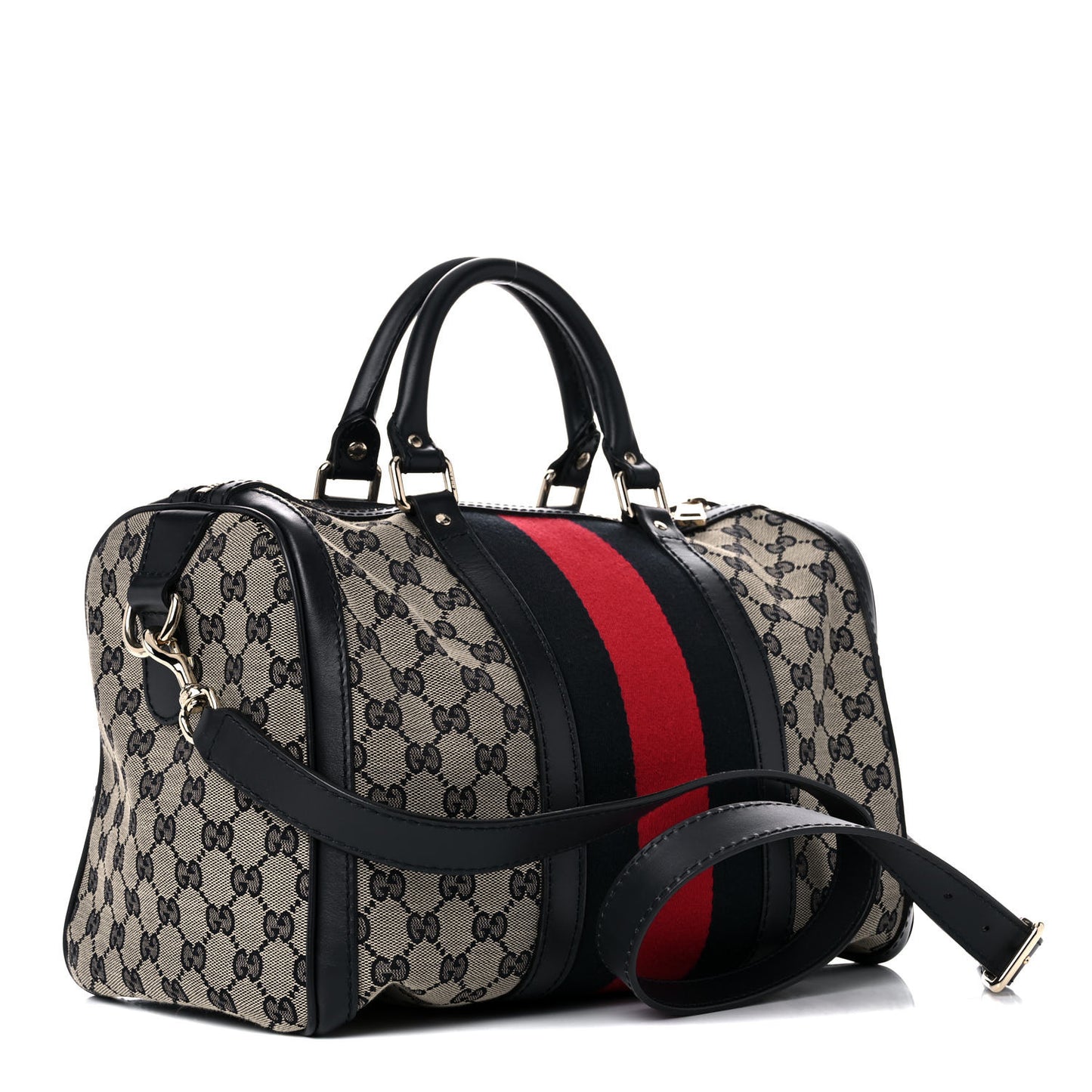 Monogram Selleria Calfskin Vintage Web Medium Boston Beige Blue