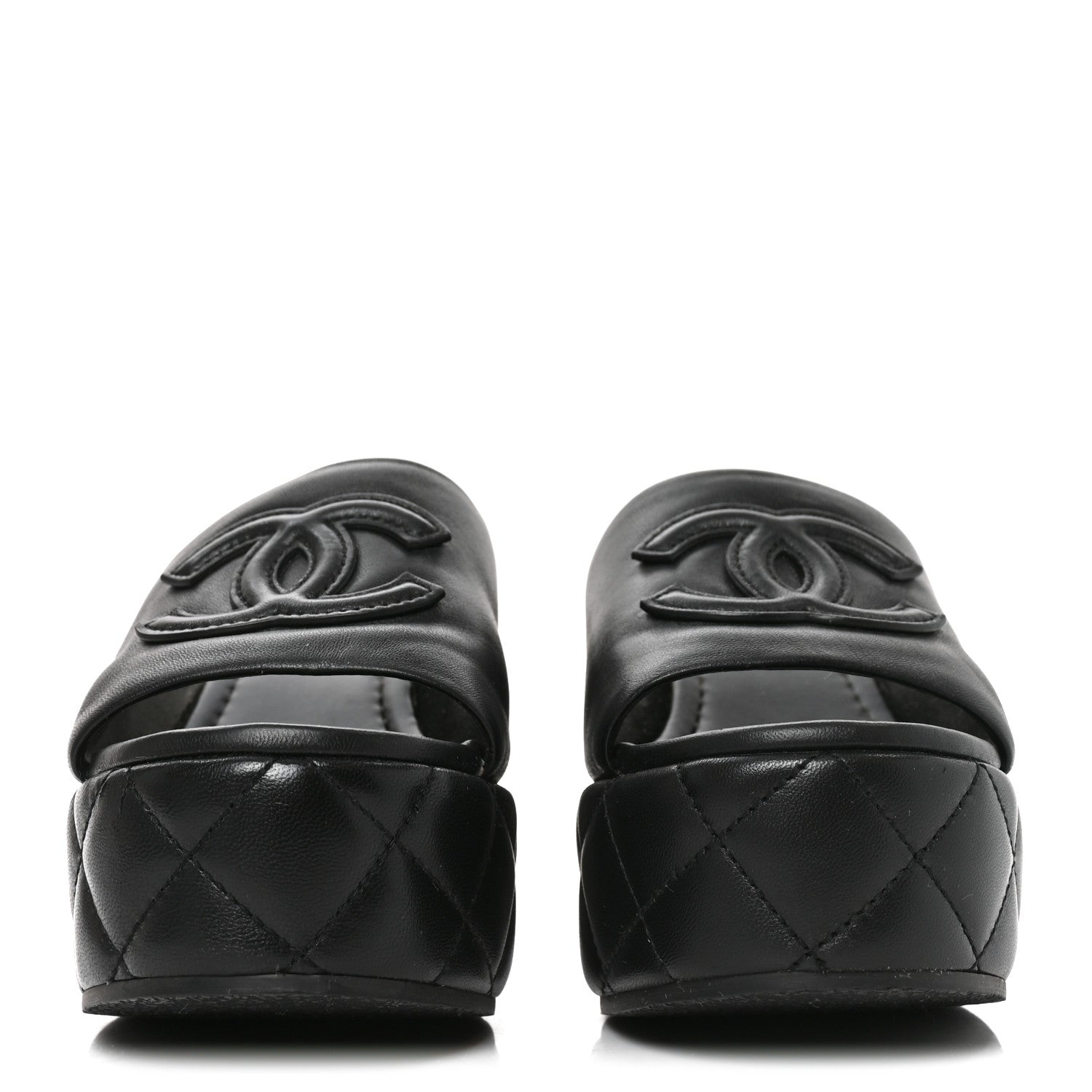 Chanel Lambskin Quilted CC Platform Mules 38 Black 3 of 8