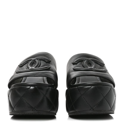 Chanel Lambskin Quilted CC Platform Mules 38 Black 3 of 8