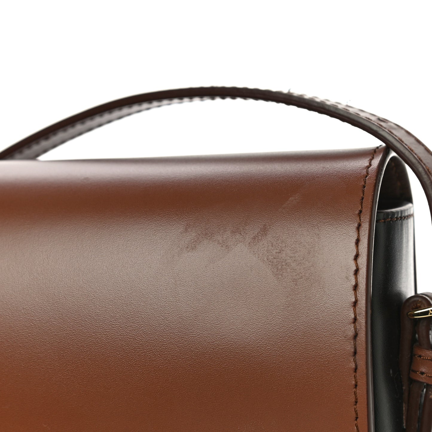 Smooth Calfskin Two Tone Small Grace Bag Malt Brown Black