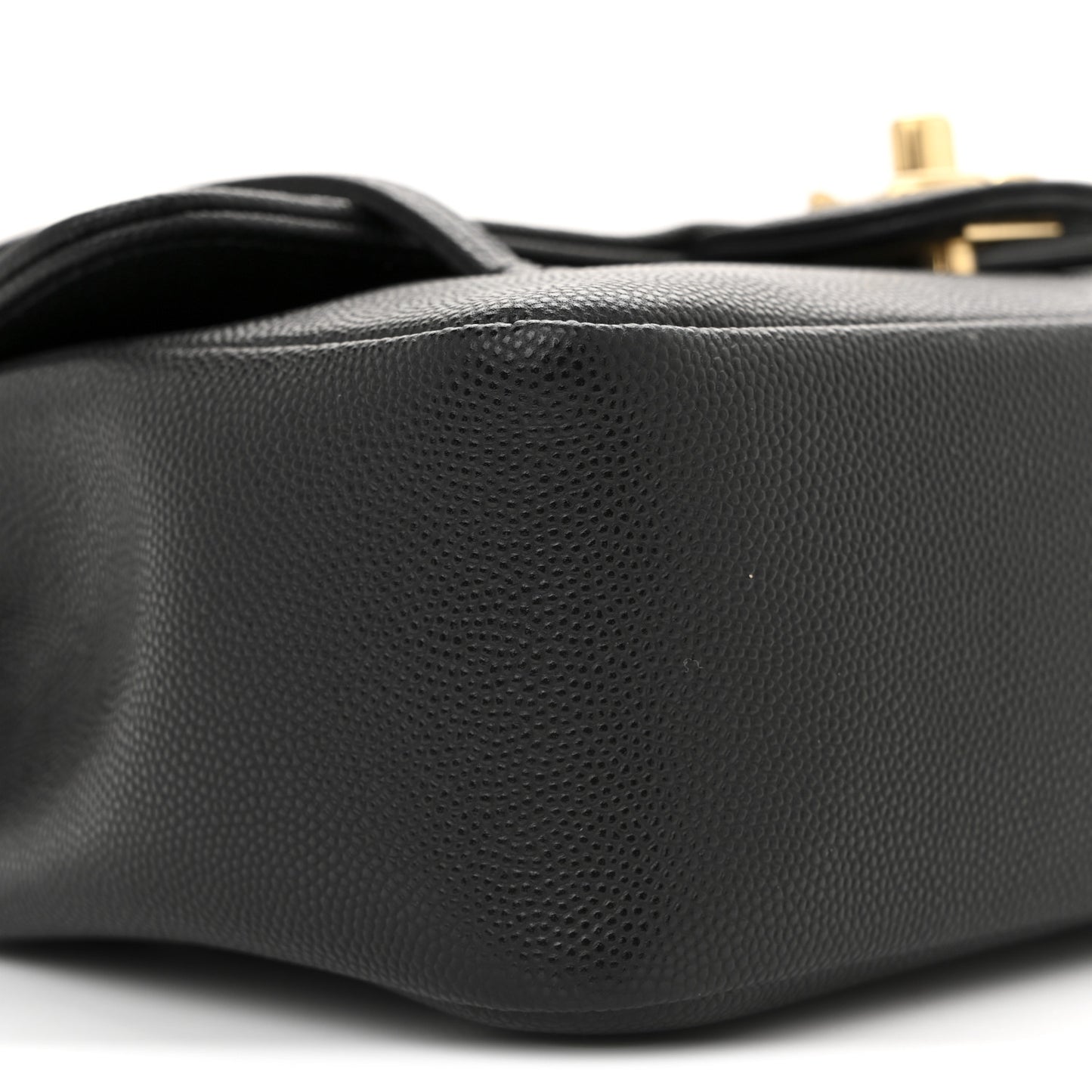 Shiny Caviar Small Preppy Shoulder Bag Black