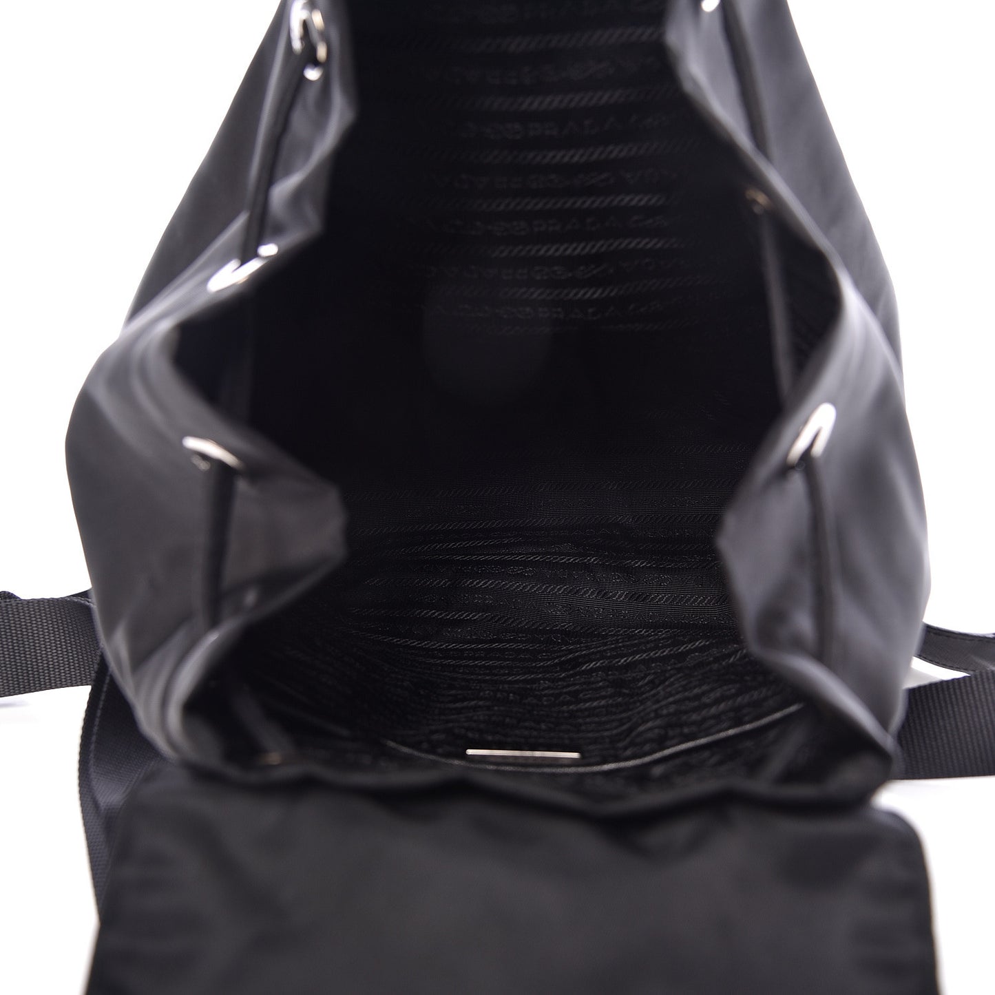 Nylon Vela Saffiano Medium Cinch Backpack Black
