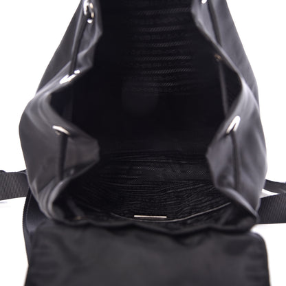 Prada Nylon Vela Saffiano Medium Cinch Backpack Black 5 of 10