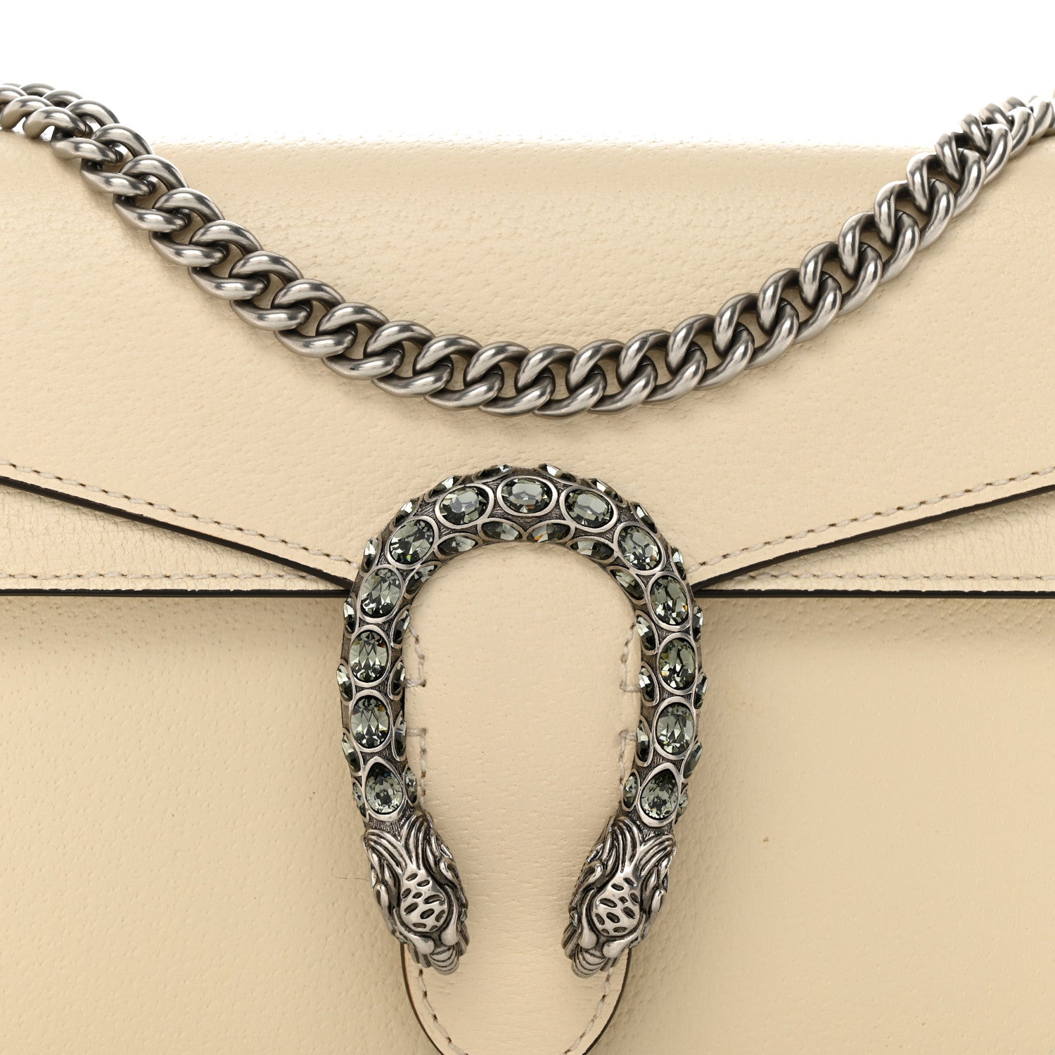 Gucci Textured Calfskin Crystal Small Dionysus Shoulder Bag Mystic White 9 of 11