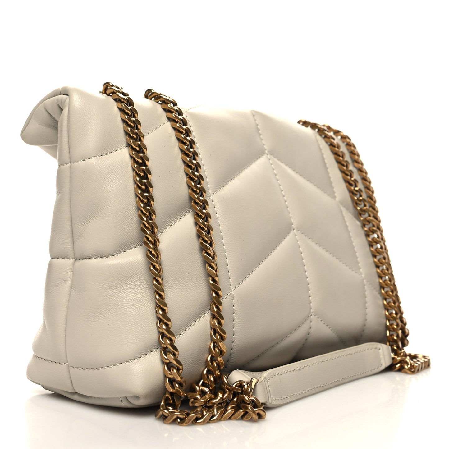 Lambskin Quilted Toy Loulou Puffer Monogram Chain Satchel Crema Soft