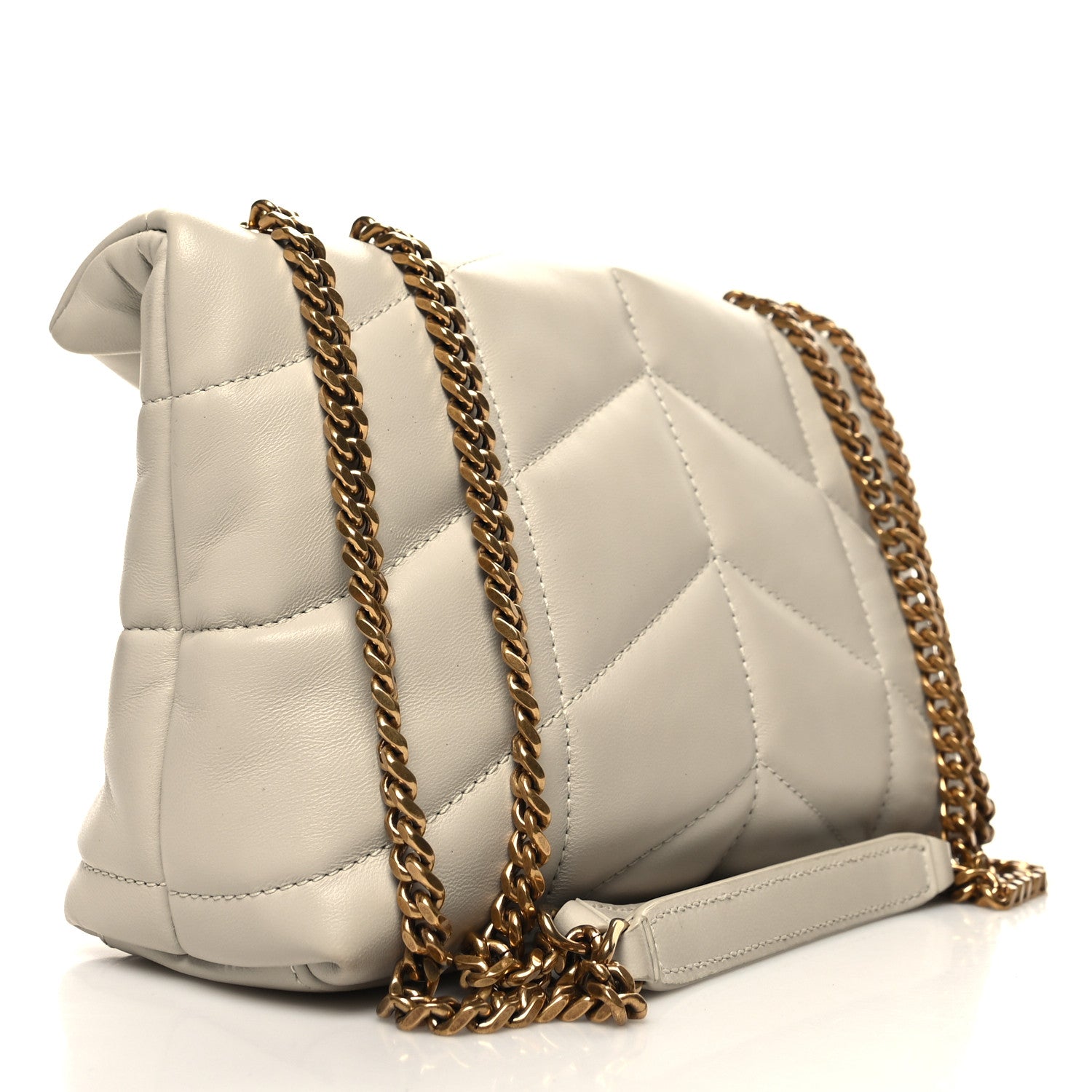 Saint Laurent Lambskin Quilted Toy Loulou Puffer Monogram Chain Satchel Crema Soft 3 of 10