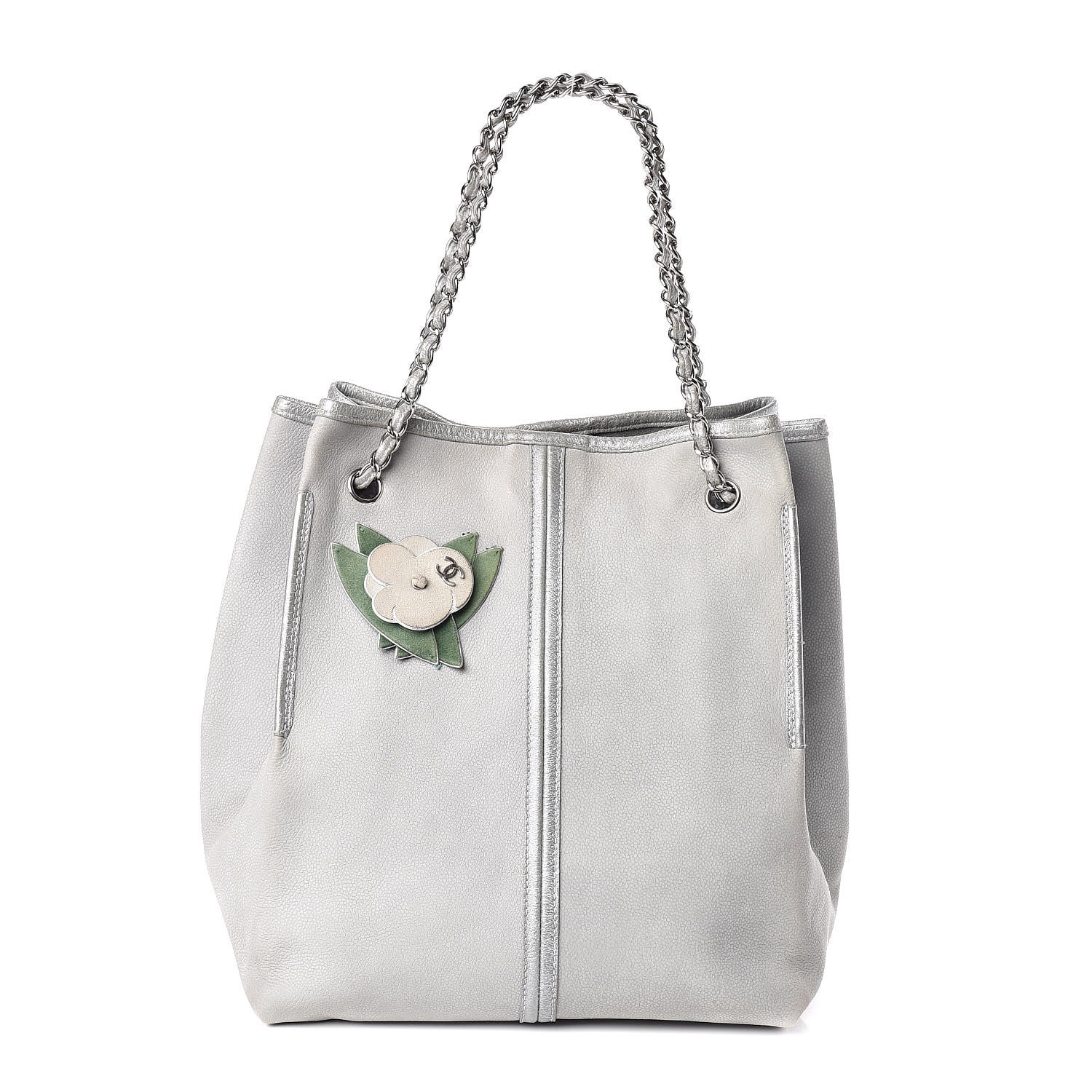 Chanel Iridescent Caviar Camellia Flower Shopping Tote Grey 3 of 12