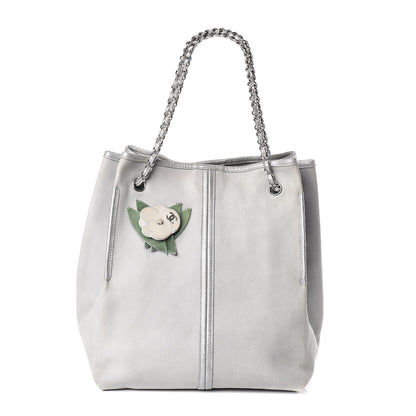 Chanel Iridescent Caviar Camellia Flower Shopping Tote Grey 3 of 12