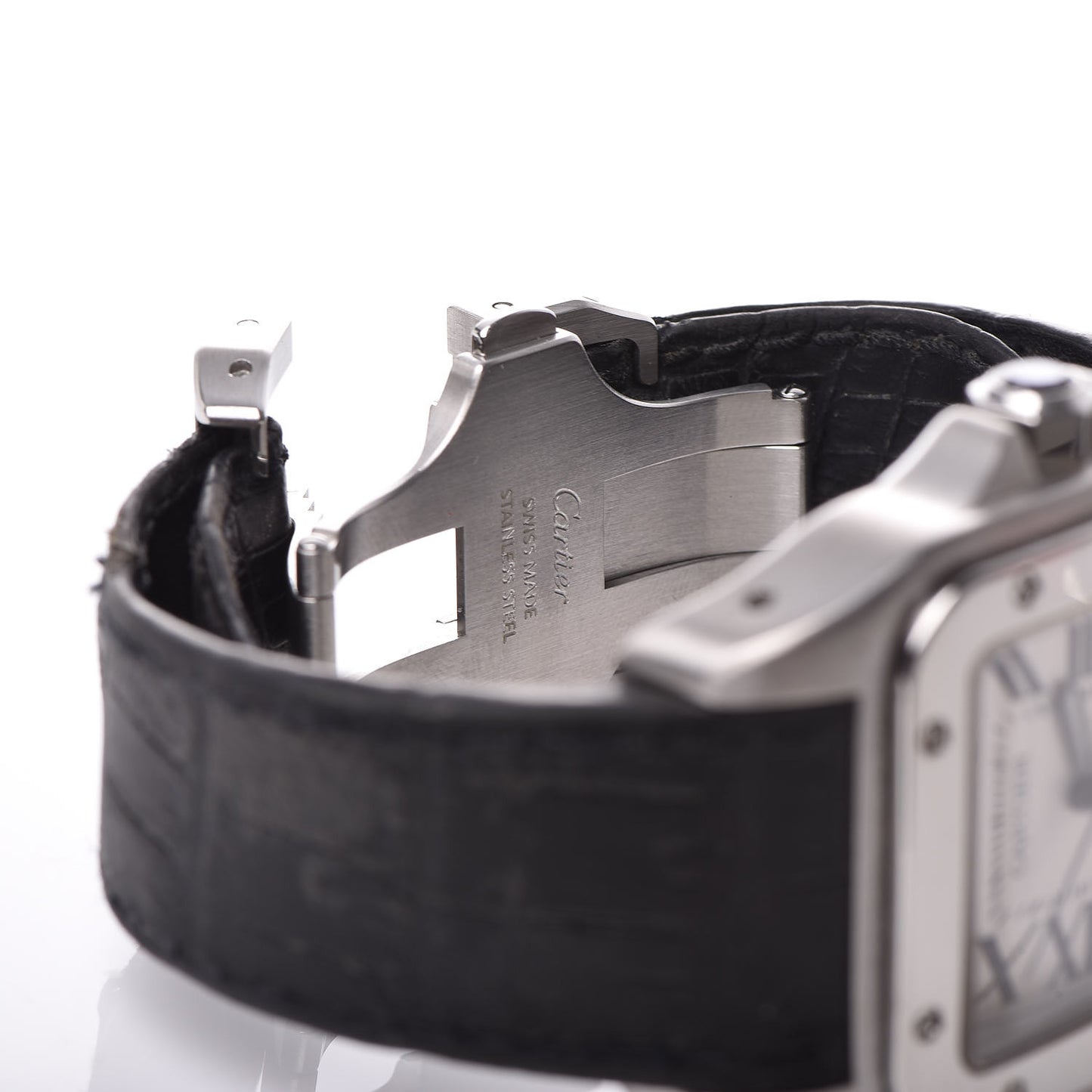 Stainless Steel Alligator 38mm Santos 100 Automatic Watch