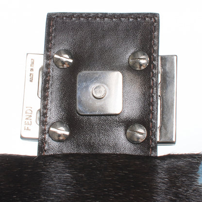 Fendi Pony Hair Cow Print Baguette Blue Black 5 of 8