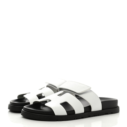 Hermes Calfskin Womens Chypre Sandals 35 White 3 of 8