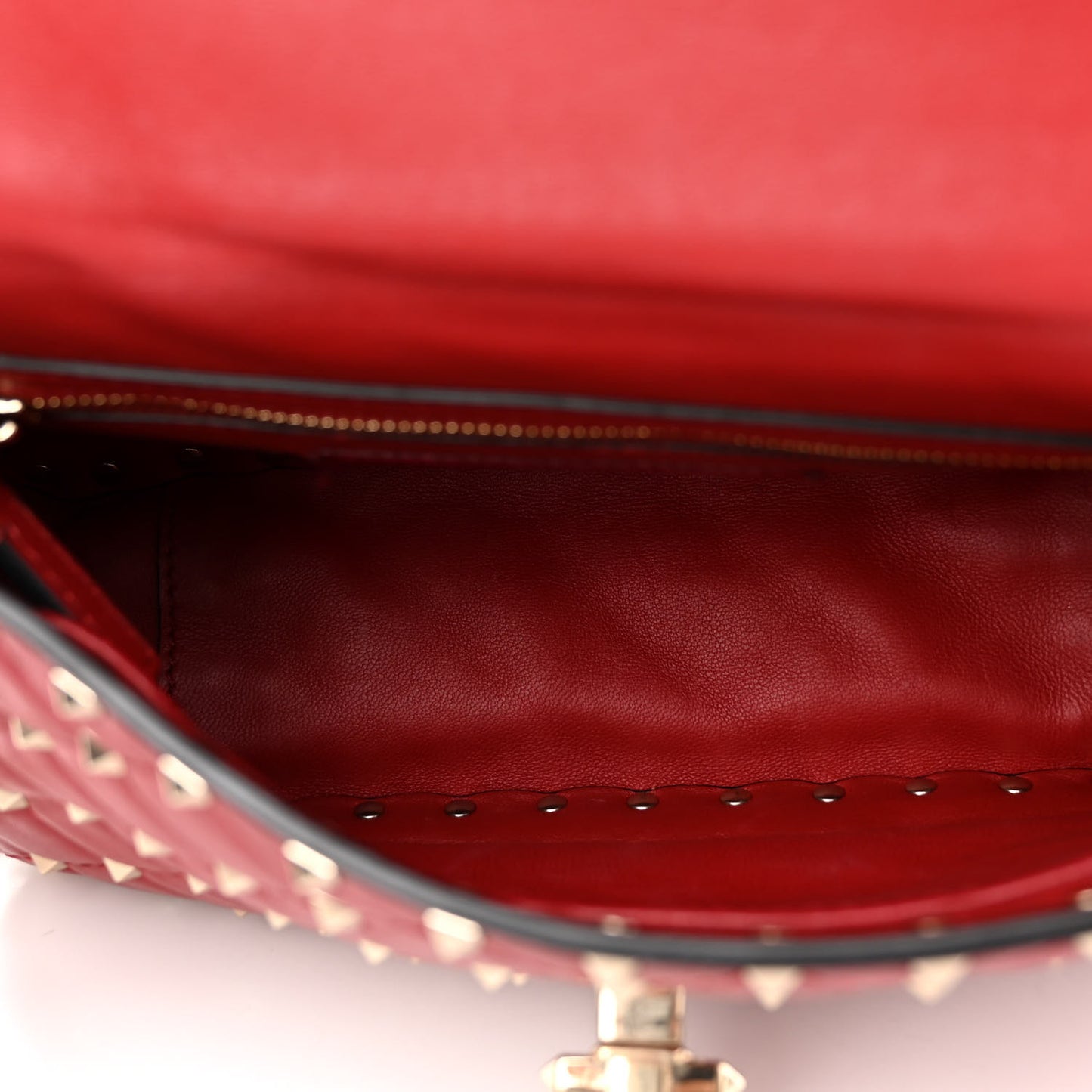 Nappa Medium Rockstud Spike Shoulder Bag Rosso Valentino
