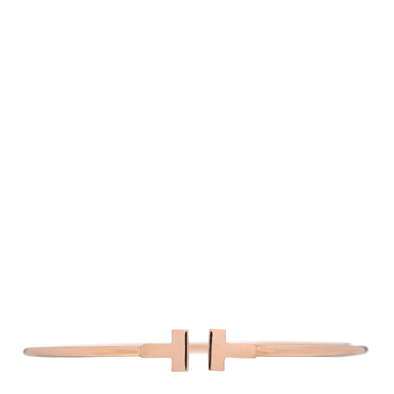 Tiffany 18K Rose Gold Narrow T Wire Bracelet 1 of 5