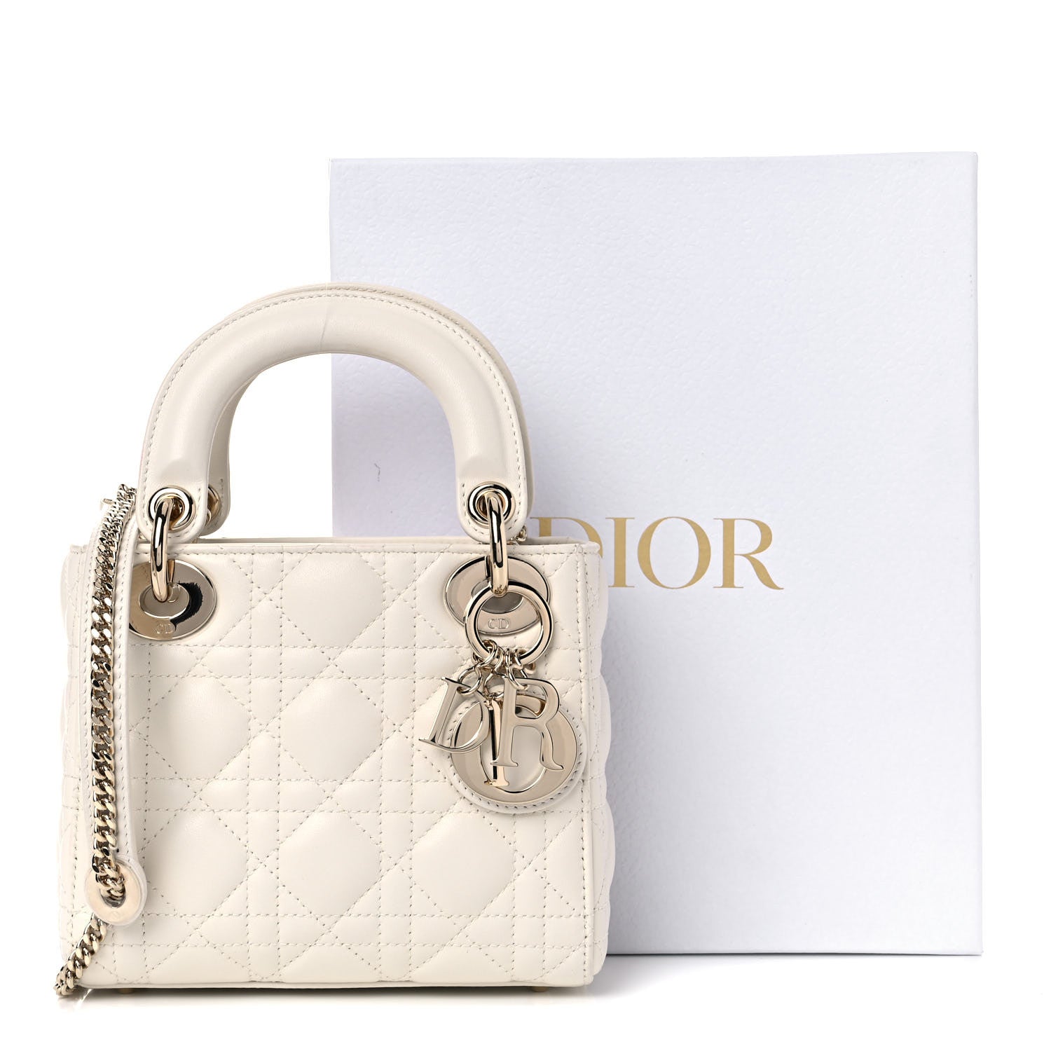 Christian Dior Lambskin Cannage Mini Lady Dior White 9 of 9