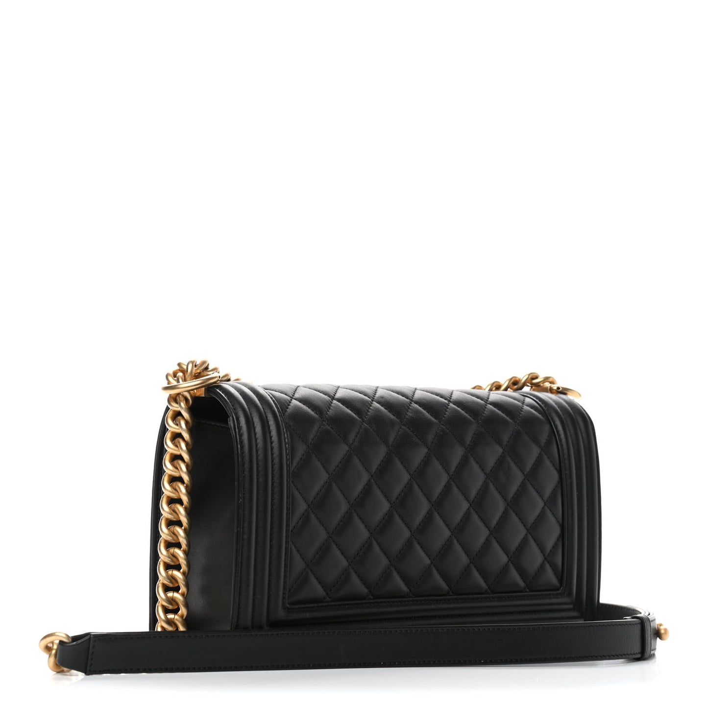 Calfskin Quilted Medium Boy Flap Black