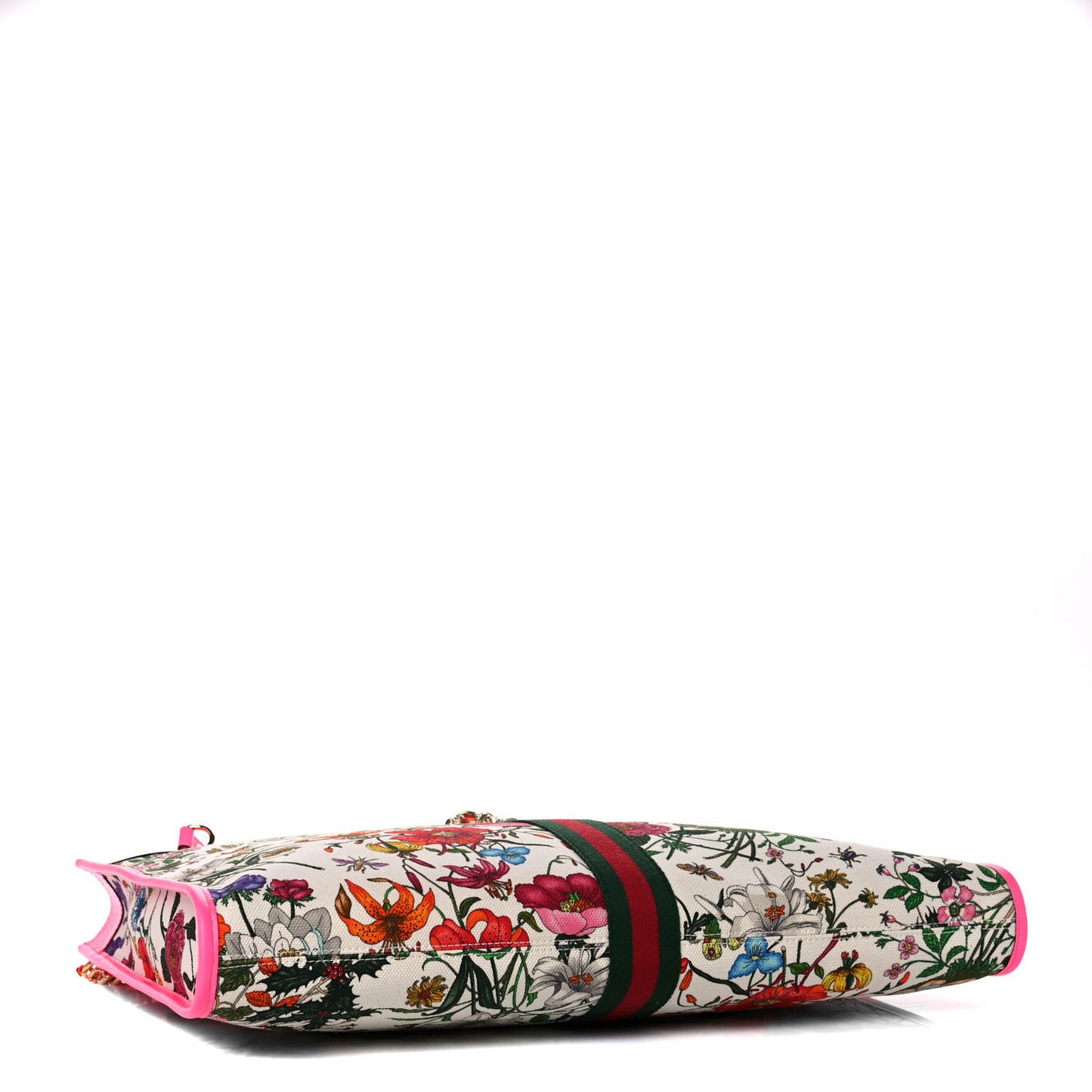Canvas Flora Large Rajah Chain Tote White Multicolor Fuxia Fluo