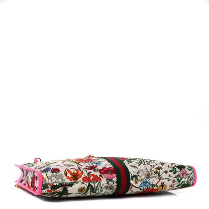Gucci Canvas Flora Large Rajah Chain Tote White Multicolor Fuxia Fluo 3 of 10