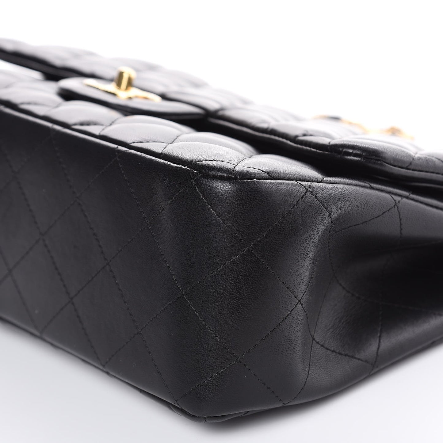 Lambskin Quilted Jumbo Double Flap Black