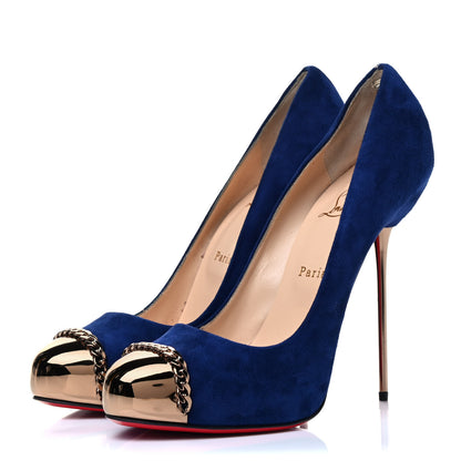 Christian Louboutin Suede Metalipp 120 Pumps 41.5 Indigo Bronze 3 of 6