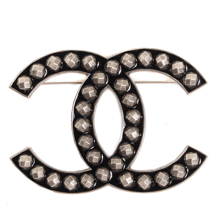 Chanel Studded Resin Large CC Pin Brooch Black 1 of 5