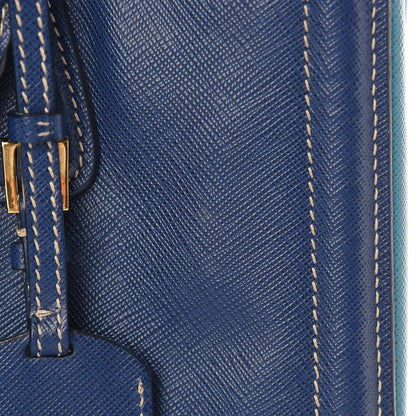 Prada Saffiano Lux Bi-Color Small Tote Bluette Turchese 14 of 17