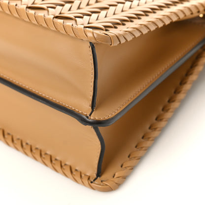 Fendi Vitello King Shiny Nappa Intreccio Small Peekaboo I SEE U Satchel Miele Scuro 9 of 9