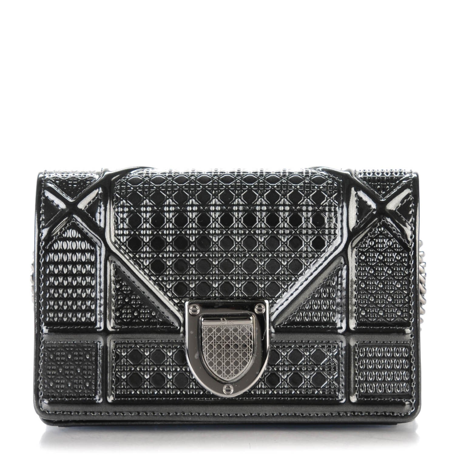 Christian Dior Metallic Patent Micro-Cannage Baby Diorama Flap Bag Onyx Black 1 of 6