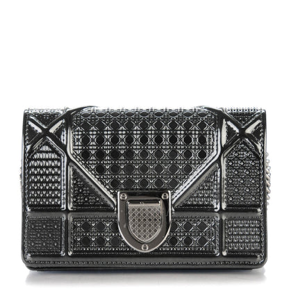 Christian Dior Metallic Patent Micro-Cannage Baby Diorama Flap Bag Onyx Black 1 of 6