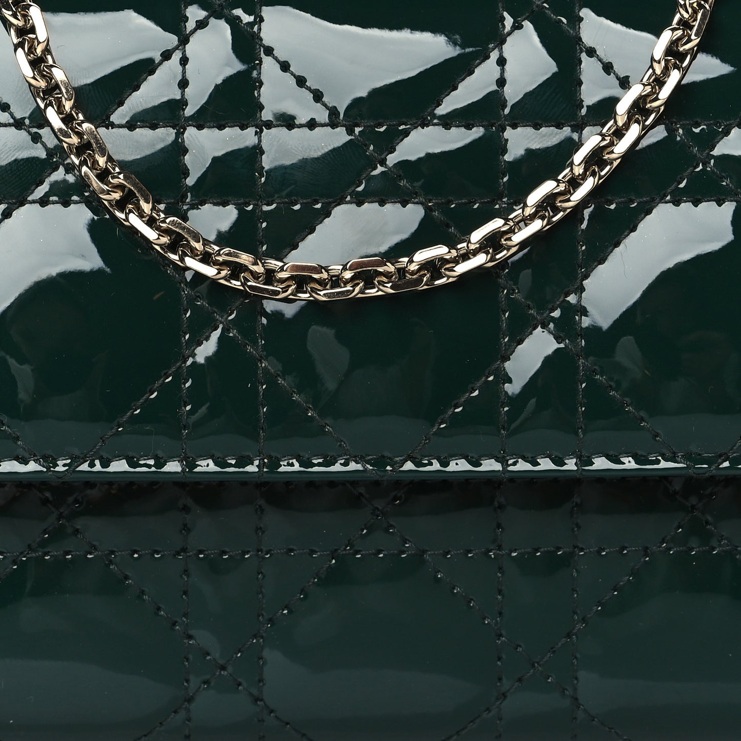 Patent Cannage Rendez-vous Chain Wallet Dark Green