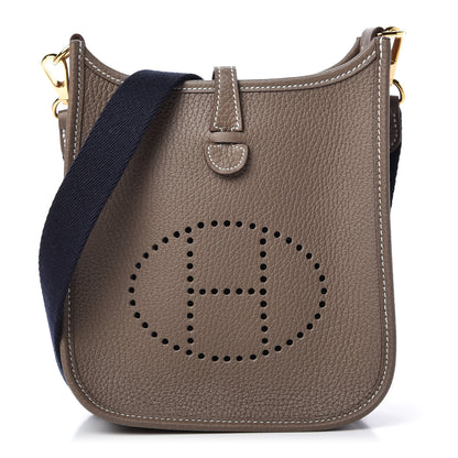 Hermes Taurillon Clemence Amazone Evelyne TPM Etoupe Bleu Indigo 1 of 9