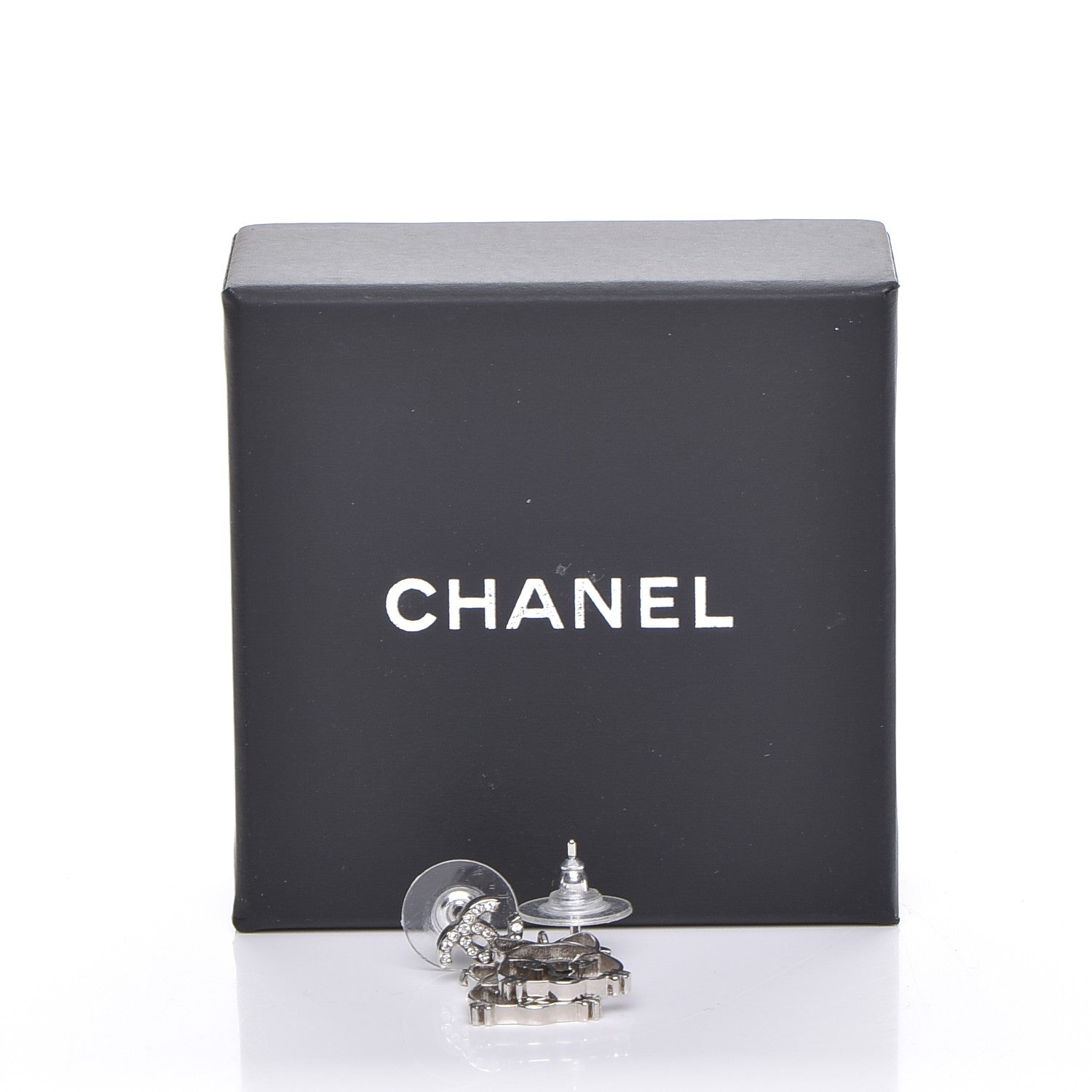 Chanel Crystal Emoji Choupette Cat CC Earrings Silver 6 of 6