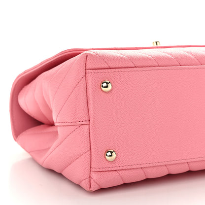 Chanel Caviar Chevron Quilted Small Coco Handle Flap Pink 9 of 10