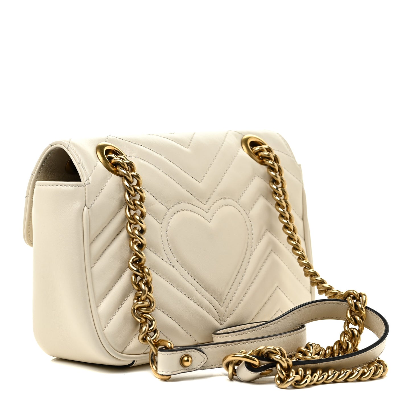Calfskin Matelasse Mini GG Marmont Shoulder Bag White