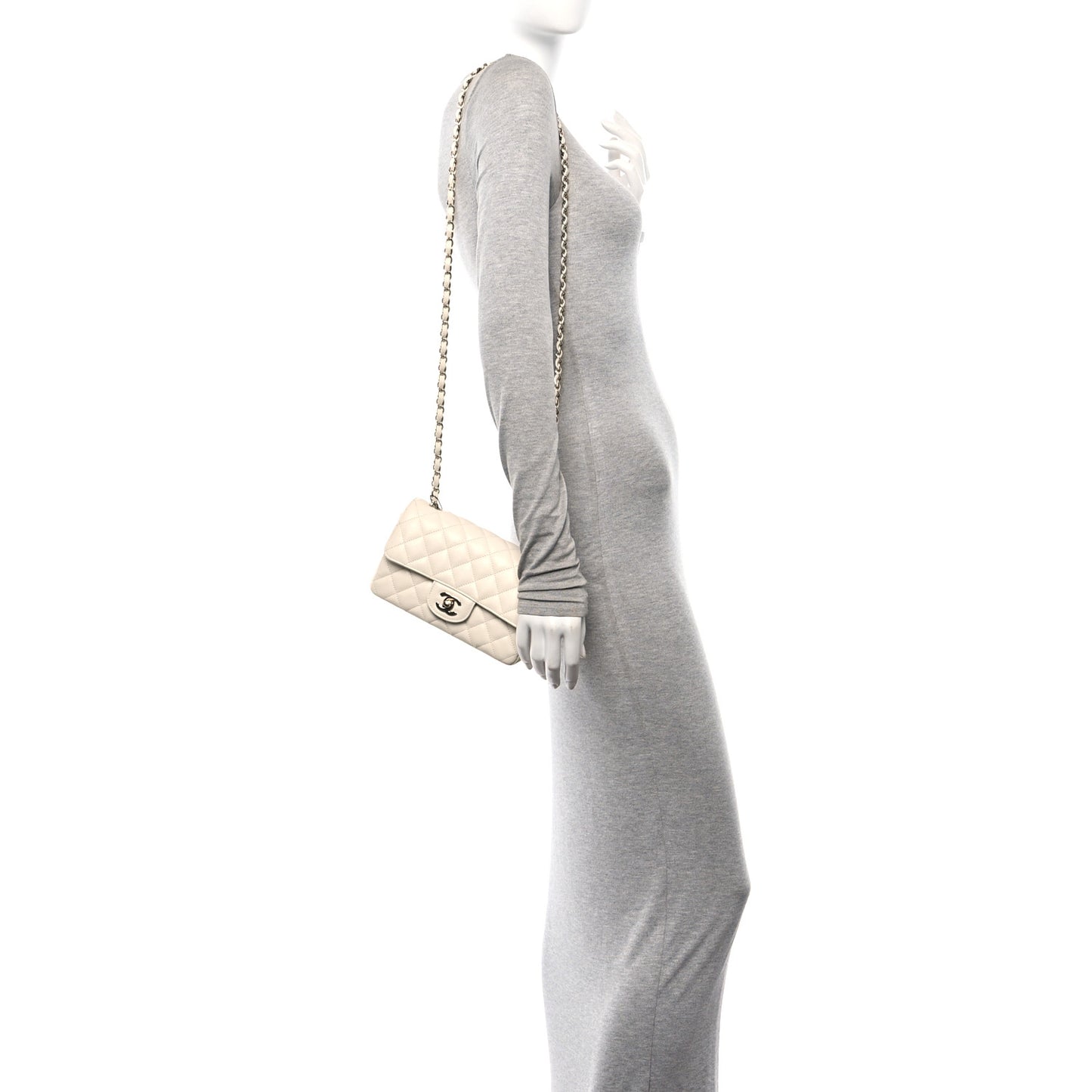 Caviar Quilted Mini Rectangular Flap White