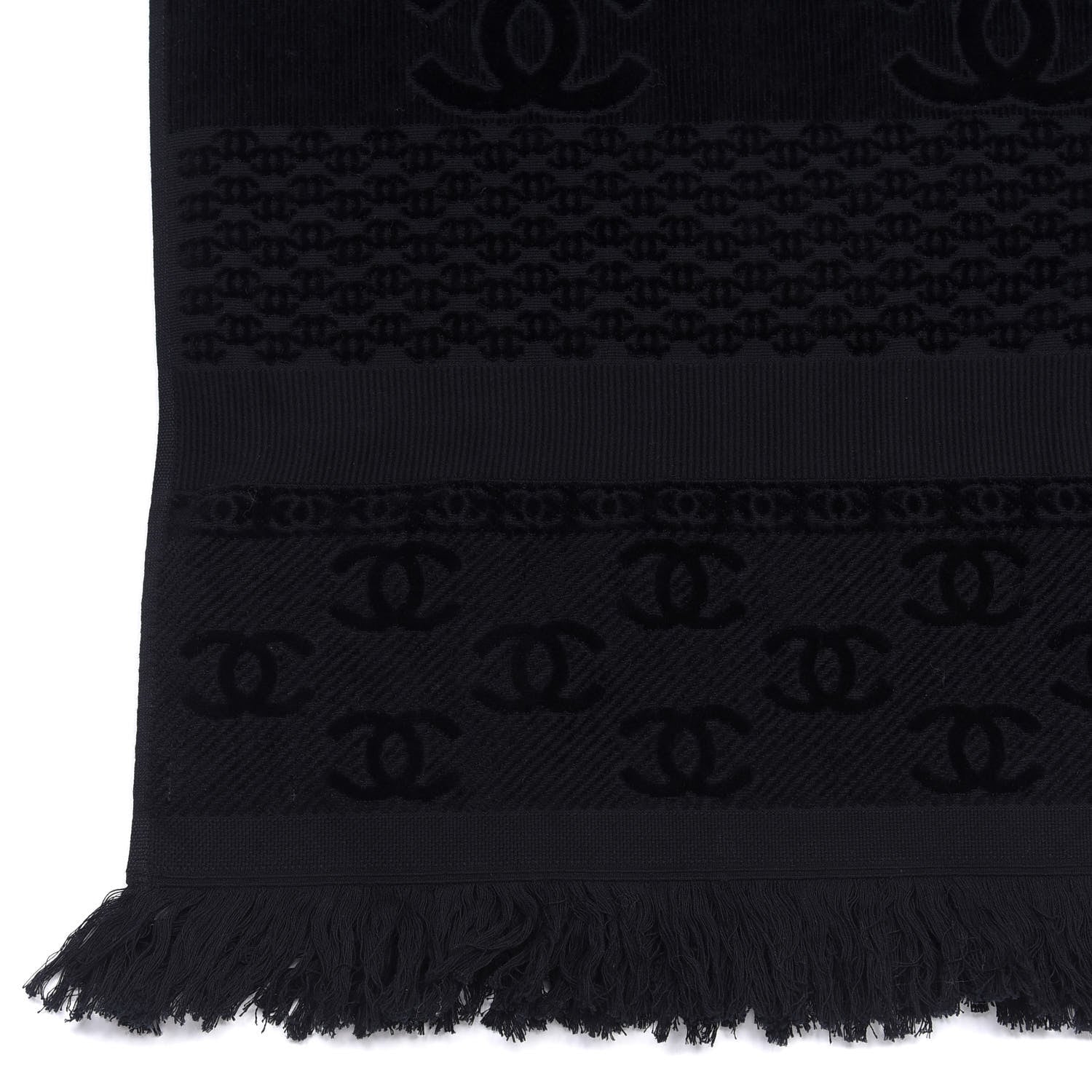Chanel Terry Cotton CC Beach Towel Black 3 of 4