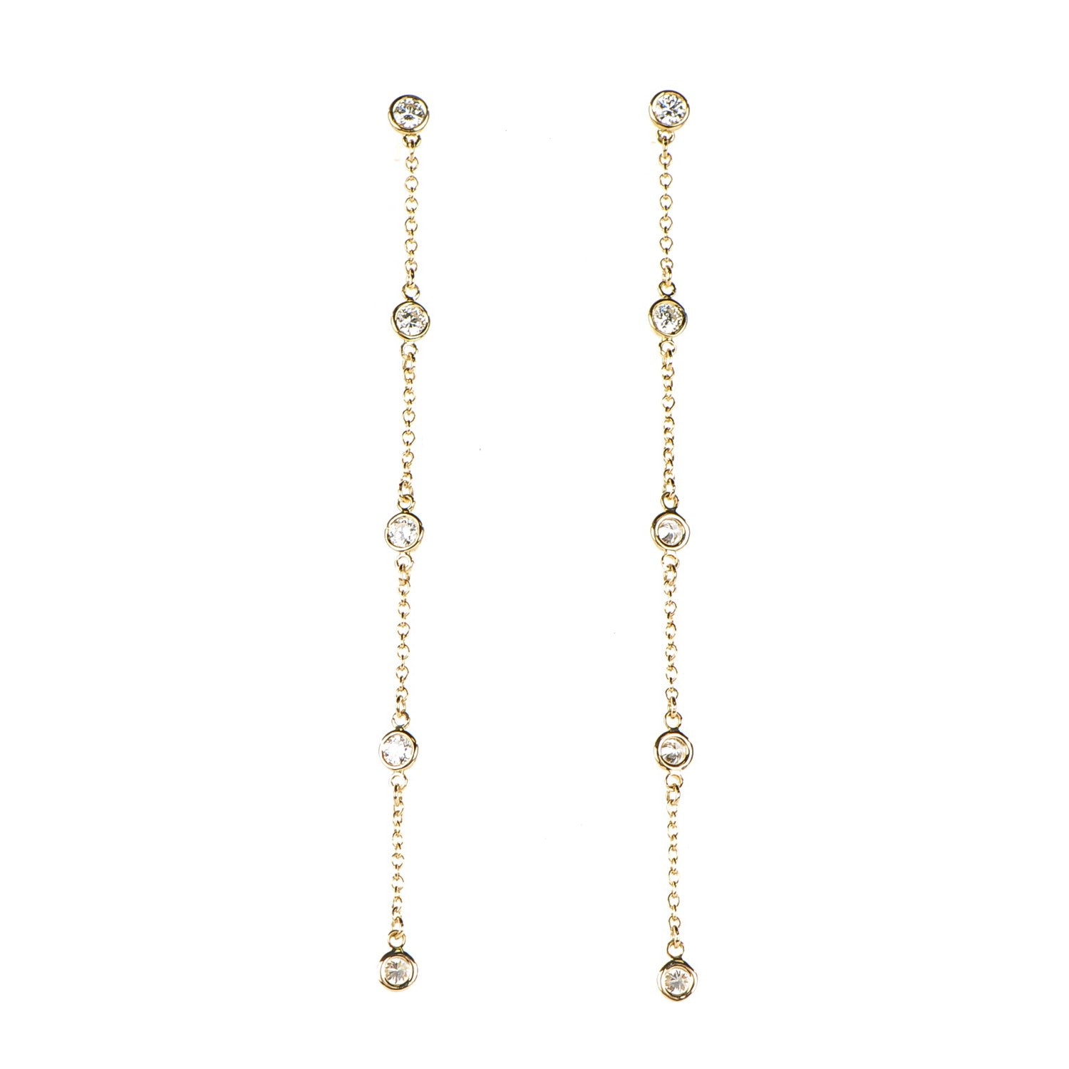 Tiffany 18K Yellow Gold Elsa Peretti Diamonds by the Yard Drop Earrings 1 of 7