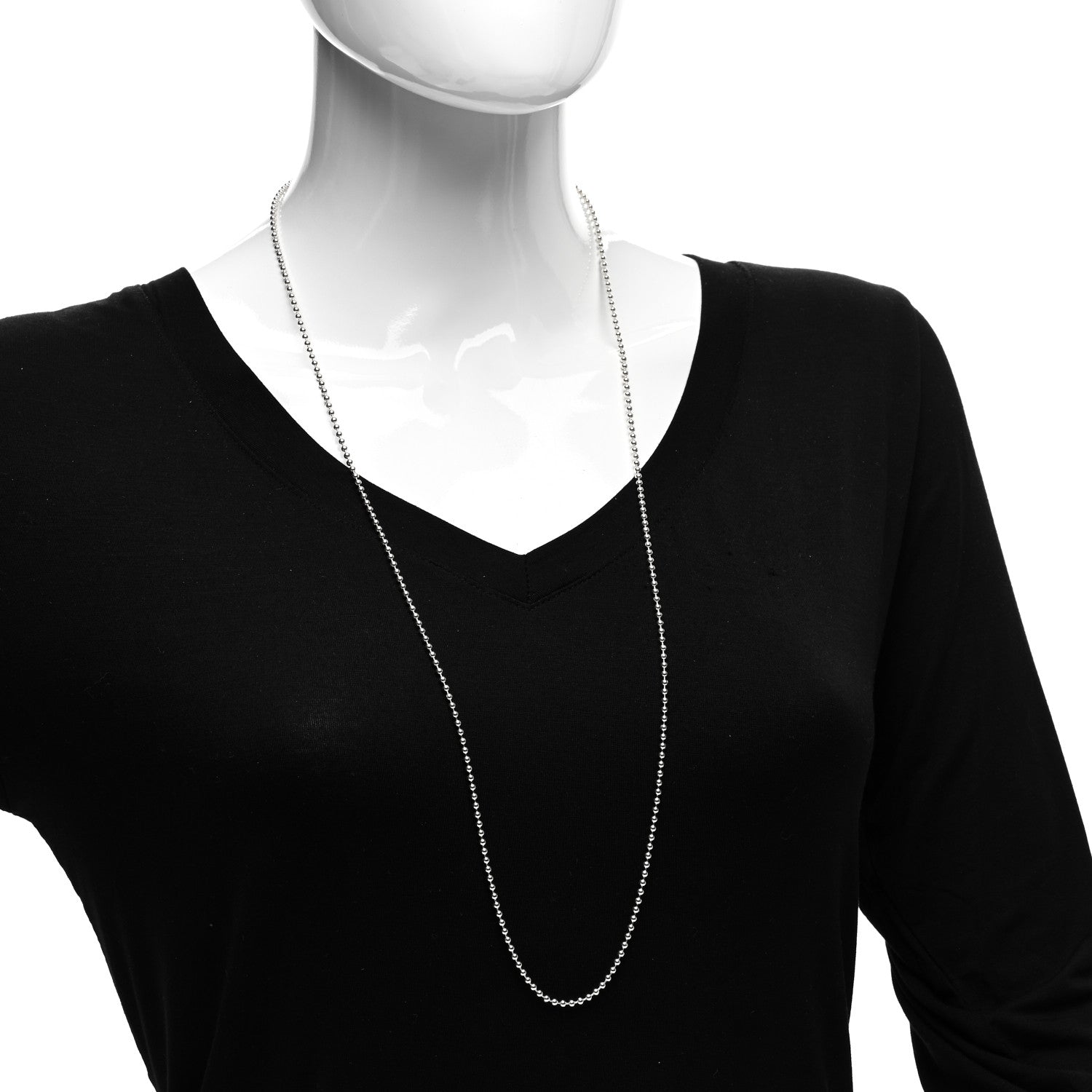 Tiffany Sterling Silver Bead Chain Necklace 34" 2 of 4