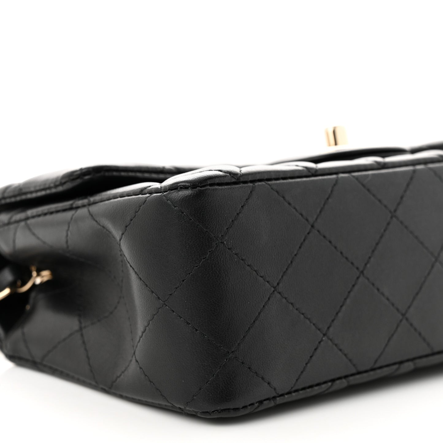 Lambskin Quilted Mini Rectangular Flap Black