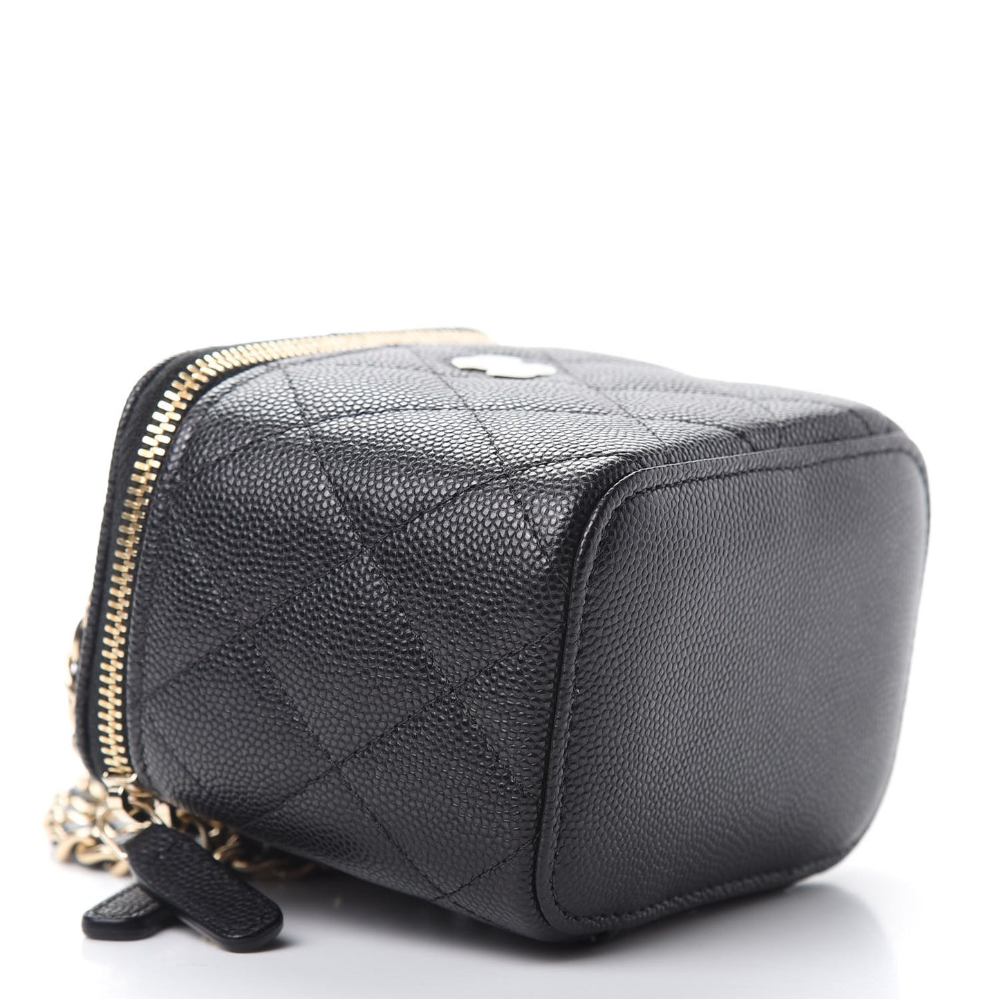 Caviar Quilted Mini Vanity Case With Chain Black