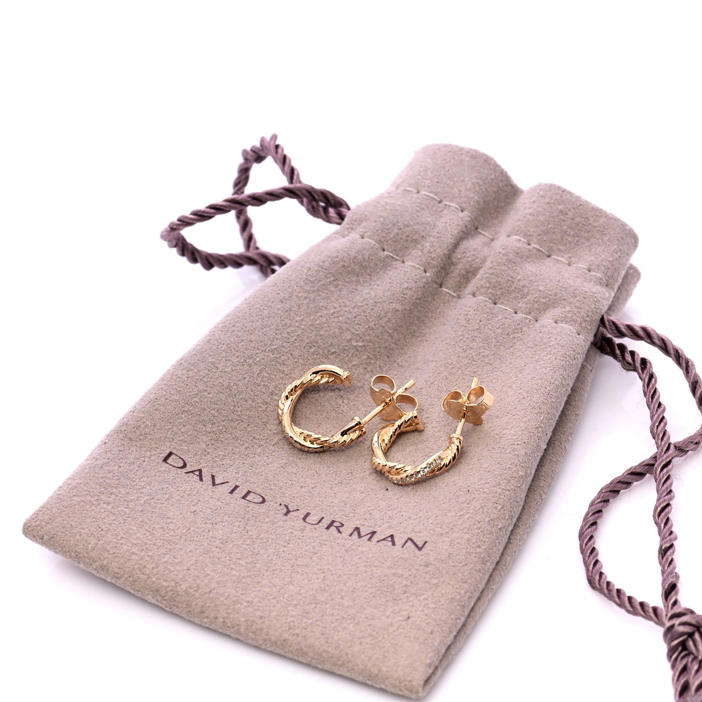 18K Yellow Gold Diamond Petite Infinity Huggie Hoop Earrings