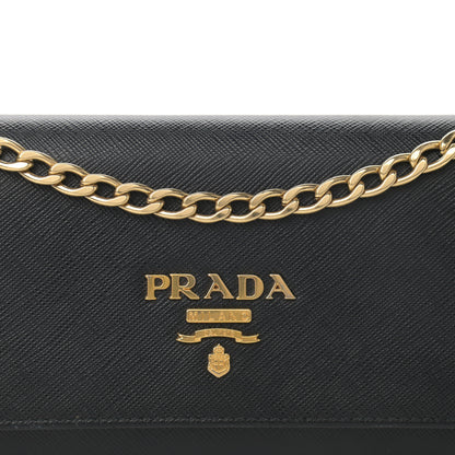 Prada Saffiano Lux Chain Wallet Black 7 of 9