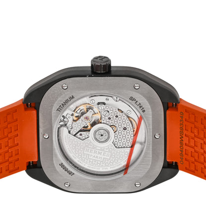 Hermes DLC Coated Titanium Rubber 39mm H08 Automatic Watch Orange 4 of 5
