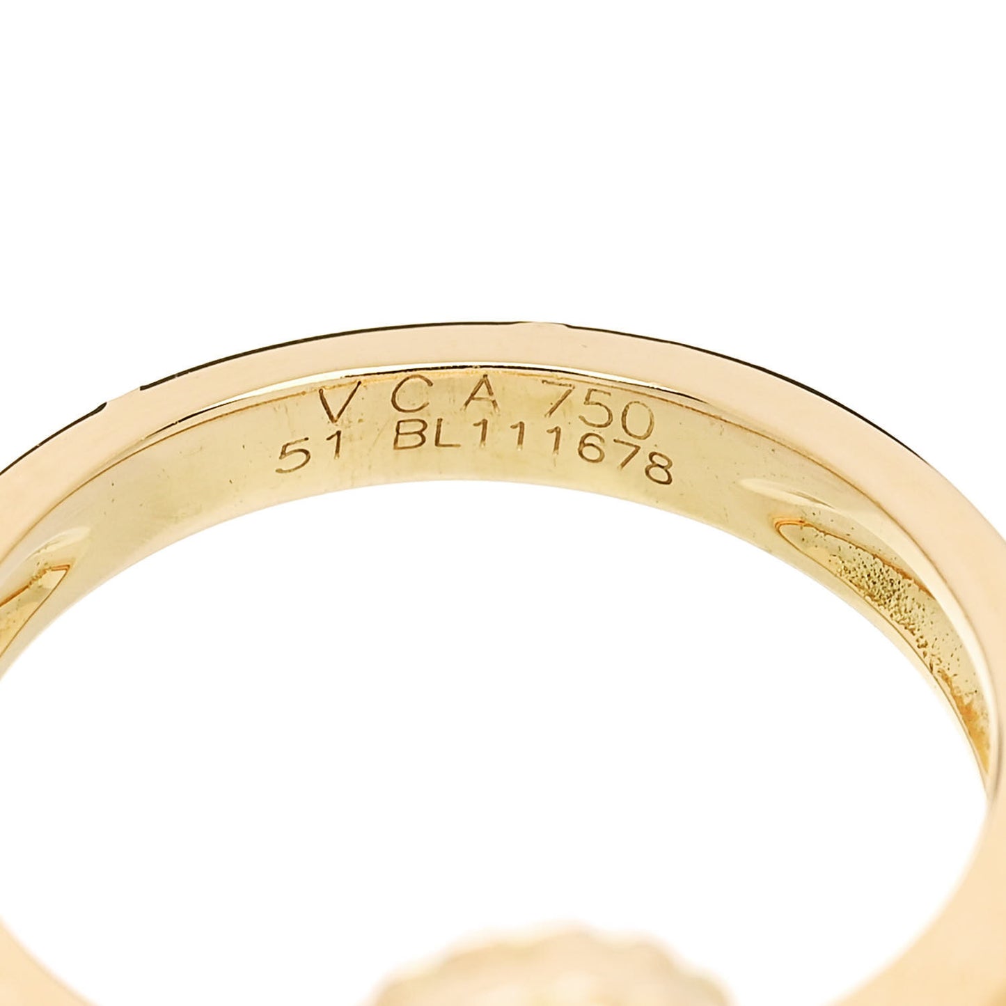 18K Yellow Gold Diamond Carnelian Vintage Alhambra Ring 50 5.5